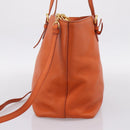 Miu Miu Tote Bag Leather 2way Orange Gold Tone Auth BA16090-4