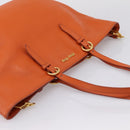 Miu Miu Tote Bag Leather 2way Orange Gold Tone Auth BA16090-6