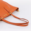Miu Miu Tote Bag Leather 2way Orange Gold Tone Auth BA16090-7