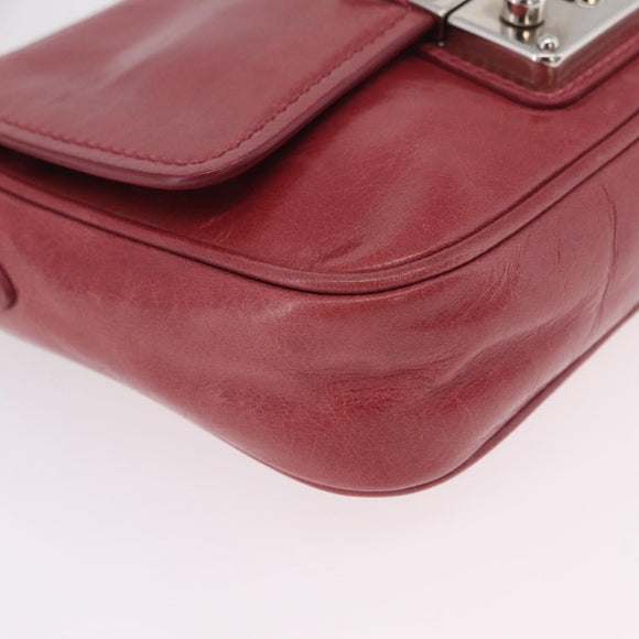 Miu Miu Shoulder Bag Leather Pink Silver Auth BA16100A