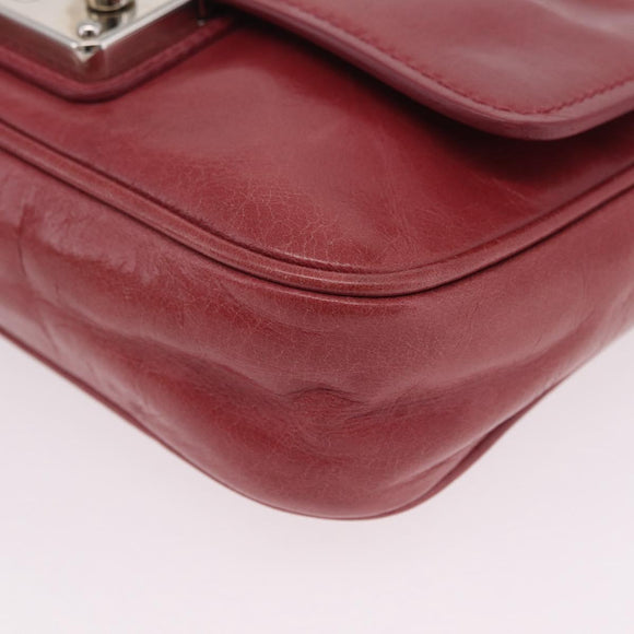 Miu Miu Shoulder Bag Leather Pink Silver Auth BA16100A