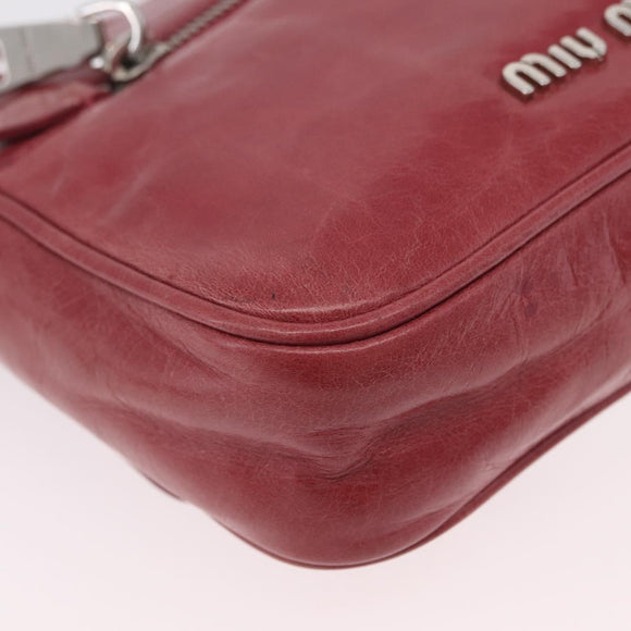 Miu Miu Shoulder Bag Leather Pink Silver Auth BA16100A
