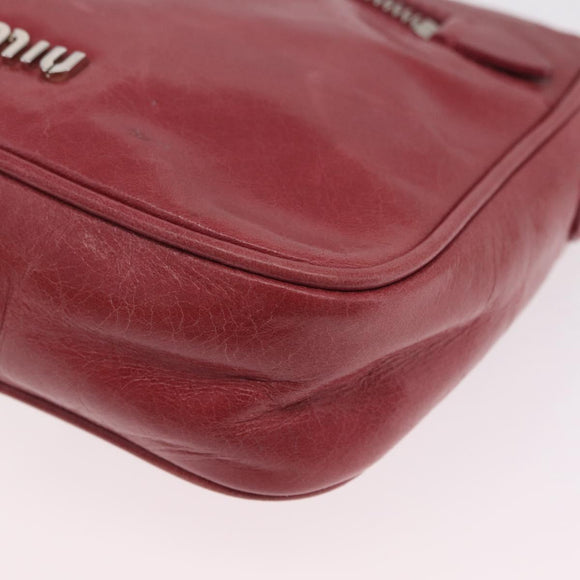 Miu Miu Shoulder Bag Leather Pink Silver Auth BA16100A