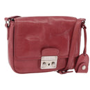 Miu Miu Shoulder Bag Leather Pink Silver Auth BA16100A-1