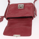 Miu Miu Shoulder Bag Leather Pink Silver Auth BA16100A-24