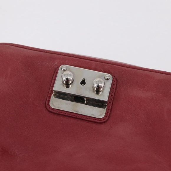 Miu Miu Shoulder Bag Leather Pink Silver Auth BA16100A