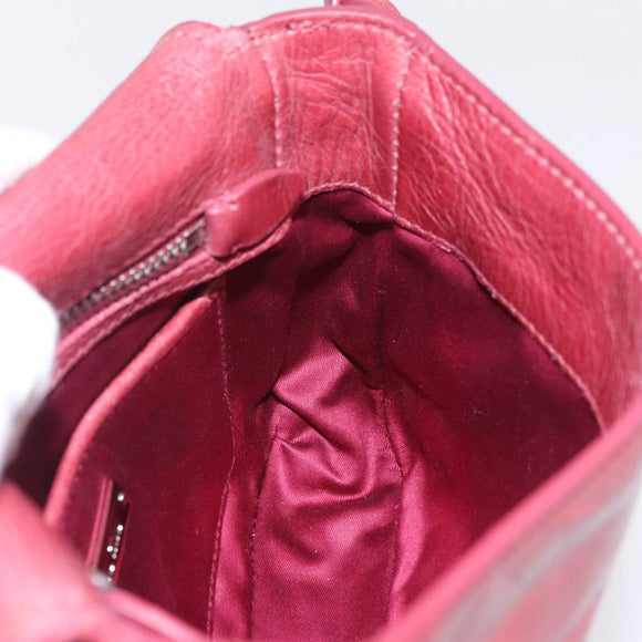 Miu Miu Shoulder Bag Leather Pink Silver Auth BA16100A