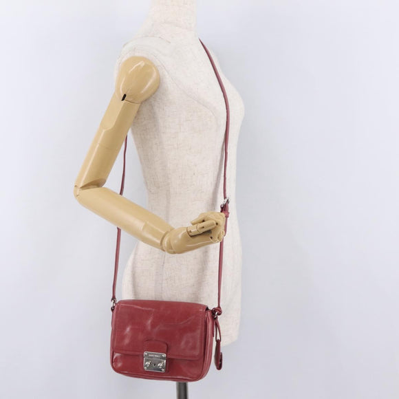 Miu Miu Shoulder Bag Leather Pink Silver Auth BA16100A