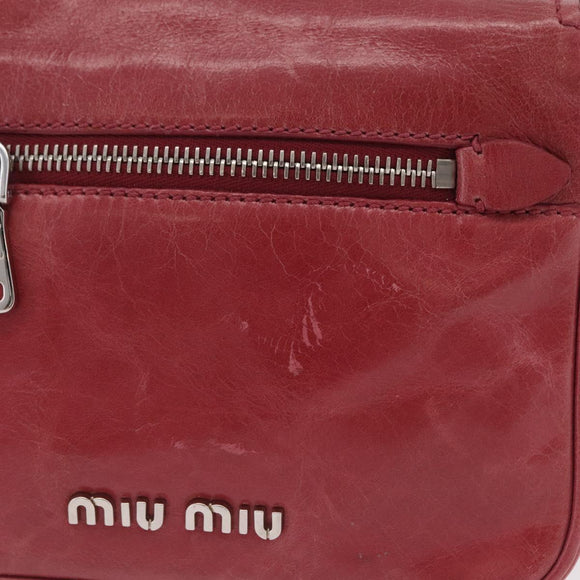 Miu Miu Shoulder Bag Leather Pink Silver Auth BA16100A