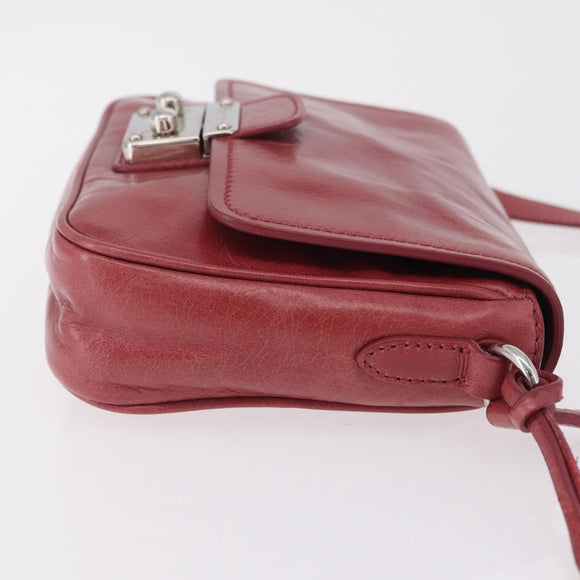 Miu Miu Shoulder Bag Leather Pink Silver Auth BA16100A