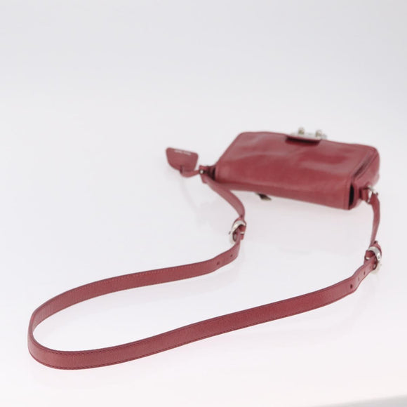 Miu Miu Shoulder Bag Leather Pink Silver Auth BA16100A
