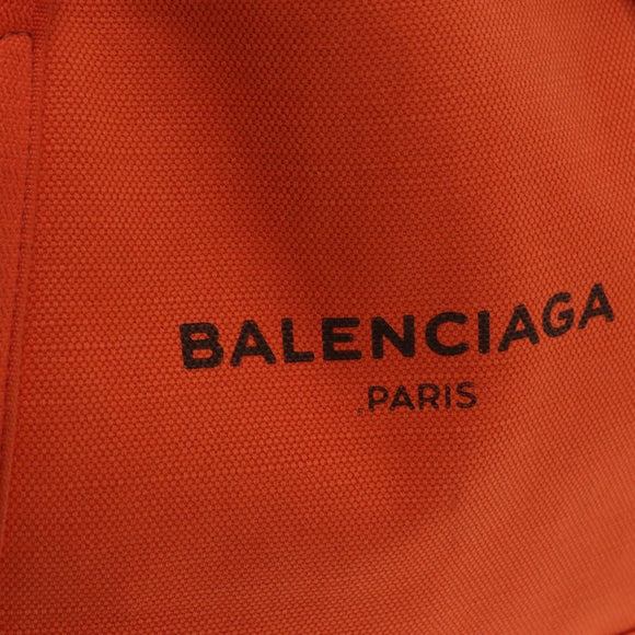 Balenciaga Navy Cabas S Tote Bag Canvas Orange Silver 339933 Auth BA16102