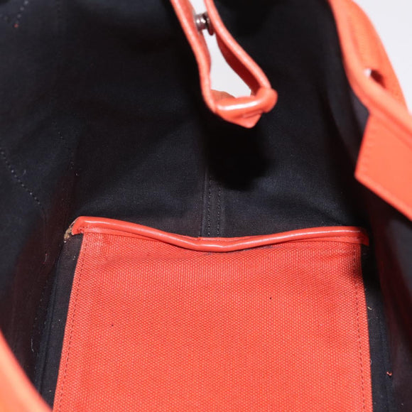 Balenciaga Navy Cabas S Tote Bag Canvas Orange Silver 339933 Auth BA16102