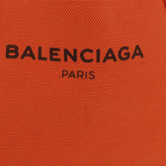 Balenciaga Navy Cabas S Tote Bag Canvas Orange Silver 339933 Auth BA16102
