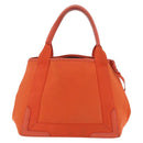 Balenciaga Navy Cabas S Tote Bag Canvas Orange Silver 339933 Auth BA16102-3