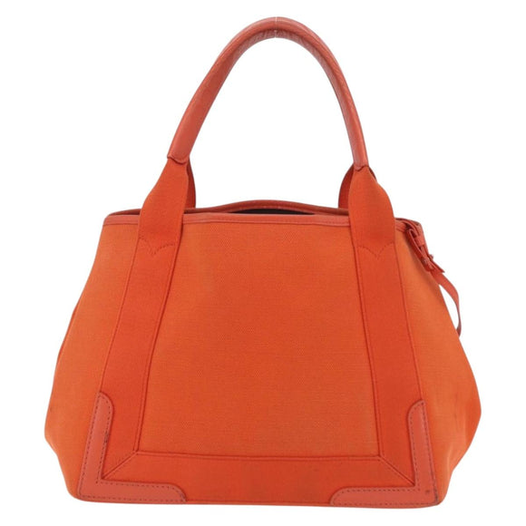 Balenciaga Navy Cabas S Tote Bag Canvas Orange Silver 339933 Auth BA16102