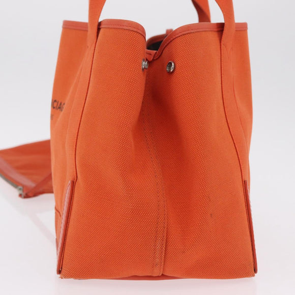 Balenciaga Navy Cabas S Tote Bag Canvas Orange Silver 339933 Auth BA16102