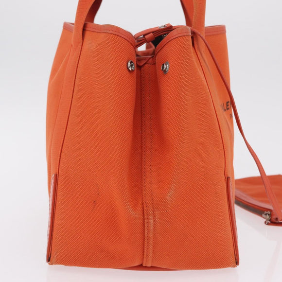 Balenciaga Navy Cabas S Tote Bag Canvas Orange Silver 339933 Auth BA16102