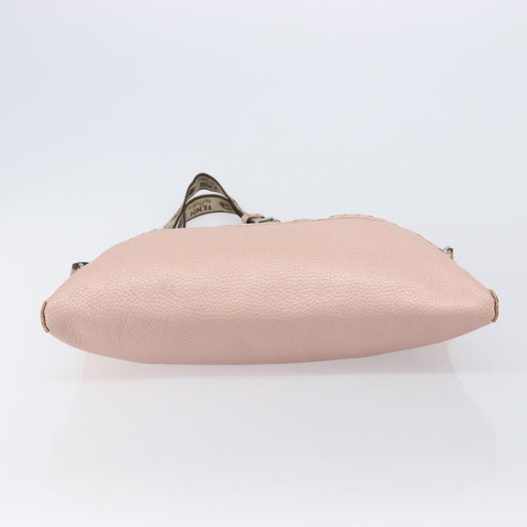 FENDI Celeria Shoulder Bag Leather Pink Silver 8BT093 Auth BA16104