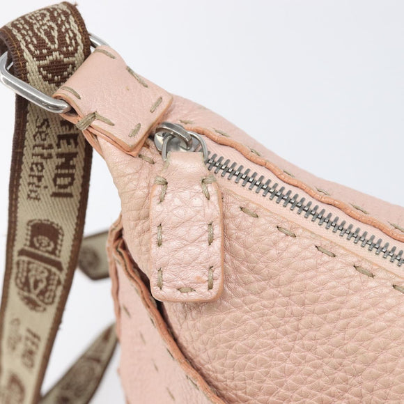 FENDI Celeria Shoulder Bag Leather Pink Silver 8BT093 Auth BA16104
