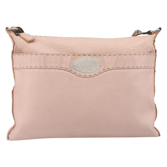FENDI Celeria Shoulder Bag Leather Pink Silver 8BT093 Auth BA16104