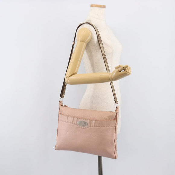 FENDI Celeria Shoulder Bag Leather Pink Silver 8BT093 Auth BA16104