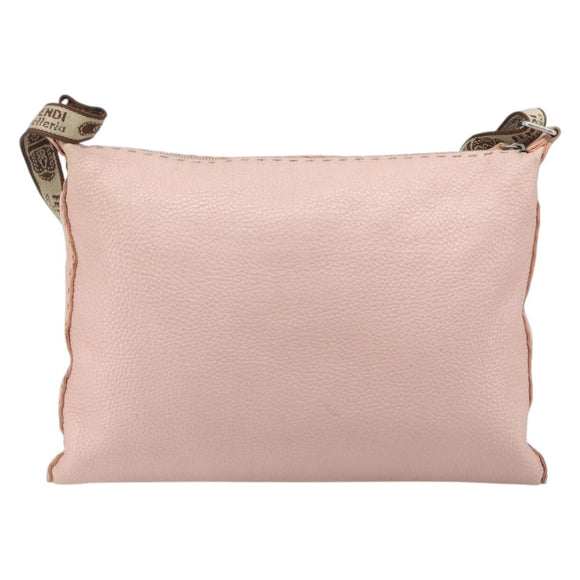 FENDI Celeria Shoulder Bag Leather Pink Silver 8BT093 Auth BA16104