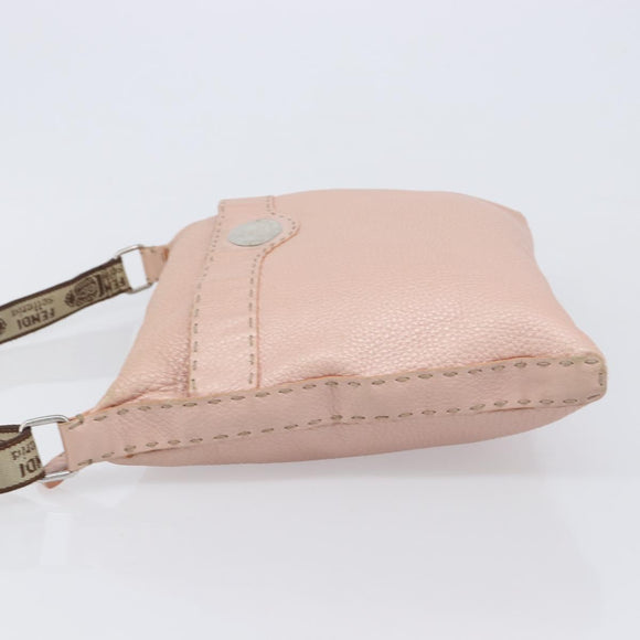 FENDI Celeria Shoulder Bag Leather Pink Silver 8BT093 Auth BA16104
