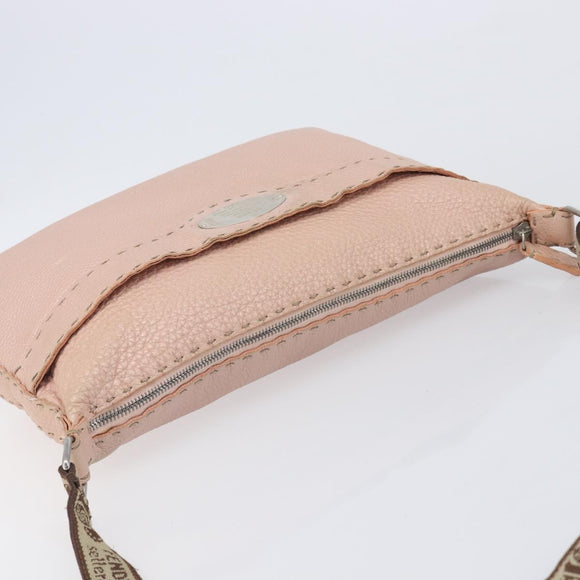 FENDI Celeria Shoulder Bag Leather Pink Silver 8BT093 Auth BA16104