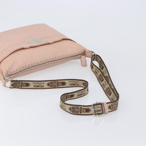 FENDI Celeria Shoulder Bag Leather Pink Silver 8BT093 Auth BA16104