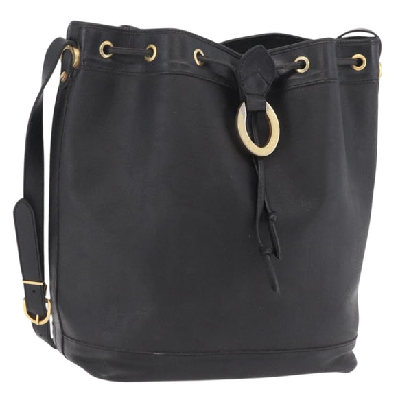 Christian Dior Trotter Shoulder Bag PVC Black Gold Tone Auth BA16105