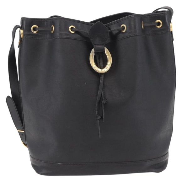 Christian Dior Trotter Shoulder Bag PVC Black Gold Tone Auth BA16105