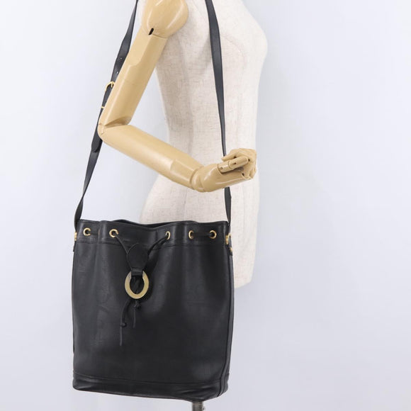 Christian Dior Trotter Shoulder Bag PVC Black Gold Tone Auth BA16105