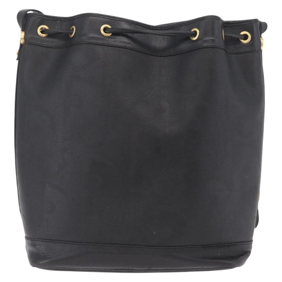 Christian Dior Trotter Shoulder Bag PVC Black Gold Tone Auth BA16105