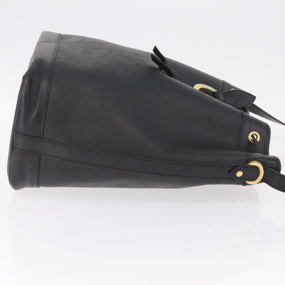 Christian Dior Trotter Shoulder Bag PVC Black Gold Tone Auth BA16105