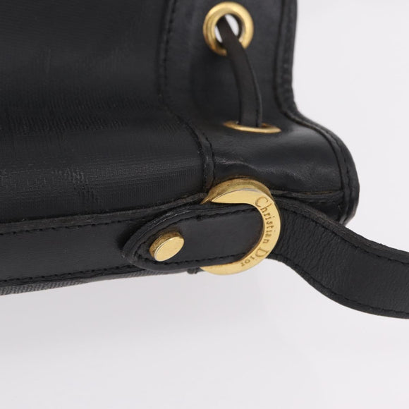 Christian Dior Trotter Shoulder Bag PVC Black Gold Tone Auth BA16105