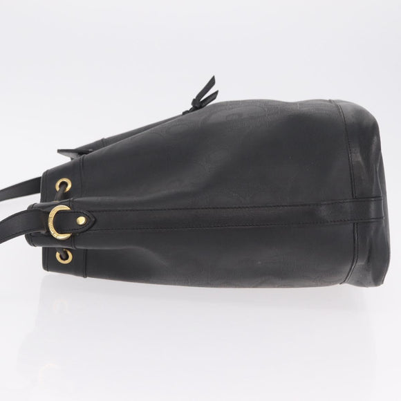 Christian Dior Trotter Shoulder Bag PVC Black Gold Tone Auth BA16105