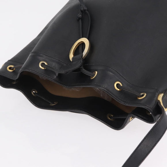 Christian Dior Trotter Shoulder Bag PVC Black Gold Tone Auth BA16105