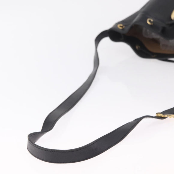 Christian Dior Trotter Shoulder Bag PVC Black Gold Tone Auth BA16105