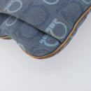 Salvatore Ferragamo Gancini Shoulder Bag Canvas Blue Gold Tone Auth BA16108-17