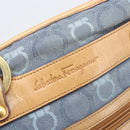 Salvatore Ferragamo Gancini Shoulder Bag Canvas Blue Gold Tone Auth BA16108-21