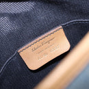 Salvatore Ferragamo Gancini Shoulder Bag Canvas Blue Gold Tone Auth BA16108-12