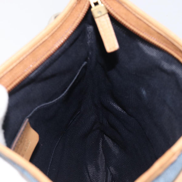 Salvatore Ferragamo Gancini Shoulder Bag Canvas Blue Gold Tone Auth BA16108