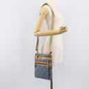 Salvatore Ferragamo Gancini Shoulder Bag Canvas Blue Gold Tone Auth BA16108-27