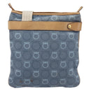Salvatore Ferragamo Gancini Shoulder Bag Canvas Blue Gold Tone Auth BA16108-2