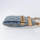 Salvatore Ferragamo Gancini Shoulder Bag Canvas Blue Gold Tone Auth BA16108-3