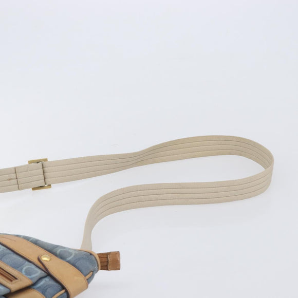 Salvatore Ferragamo Gancini Shoulder Bag Canvas Blue Gold Tone Auth BA16108