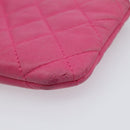 CHANEL Matelasse Coin Purse Lamb Skin Pink Gold Tone CC Auth BA16109-15