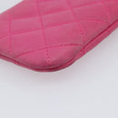 CHANEL Matelasse Coin Purse Lamb Skin Pink Gold Tone CC Auth BA16109-16