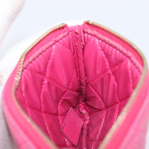 CHANEL Matelasse Coin Purse Lamb Skin Pink Gold Tone CC Auth BA16109